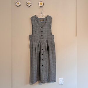 Vintage 90’s Bryn Connelly Petite houndstooth Button front Sleeveless Midi Dress